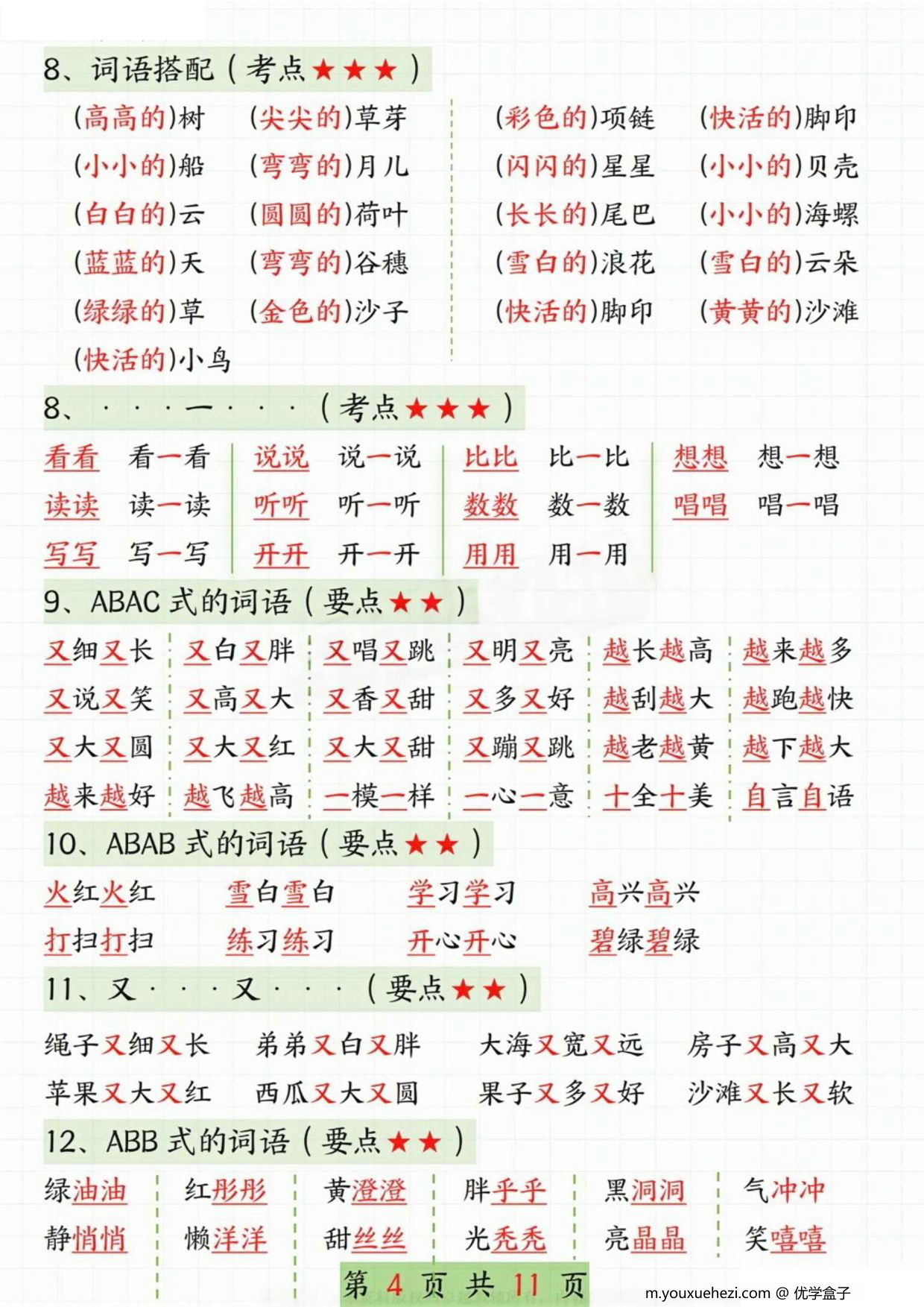 图片[2]-一年级语文上册期末复习知识汇总，11页PDF电子版-优学盒子