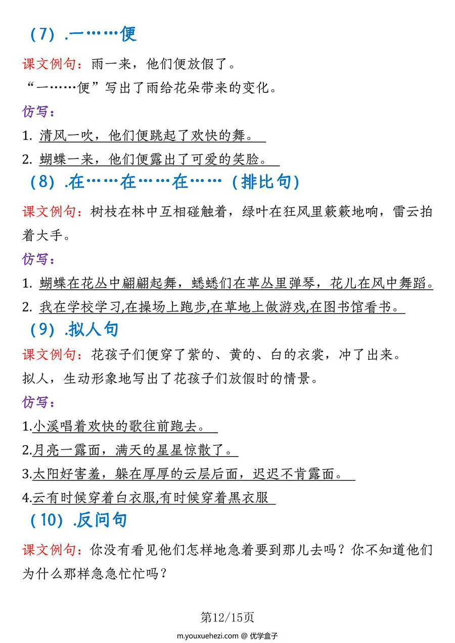 图片[3]-三年级上册语文重要高频知识汇总（期末复习15页重点），PDF电子版-优学盒子