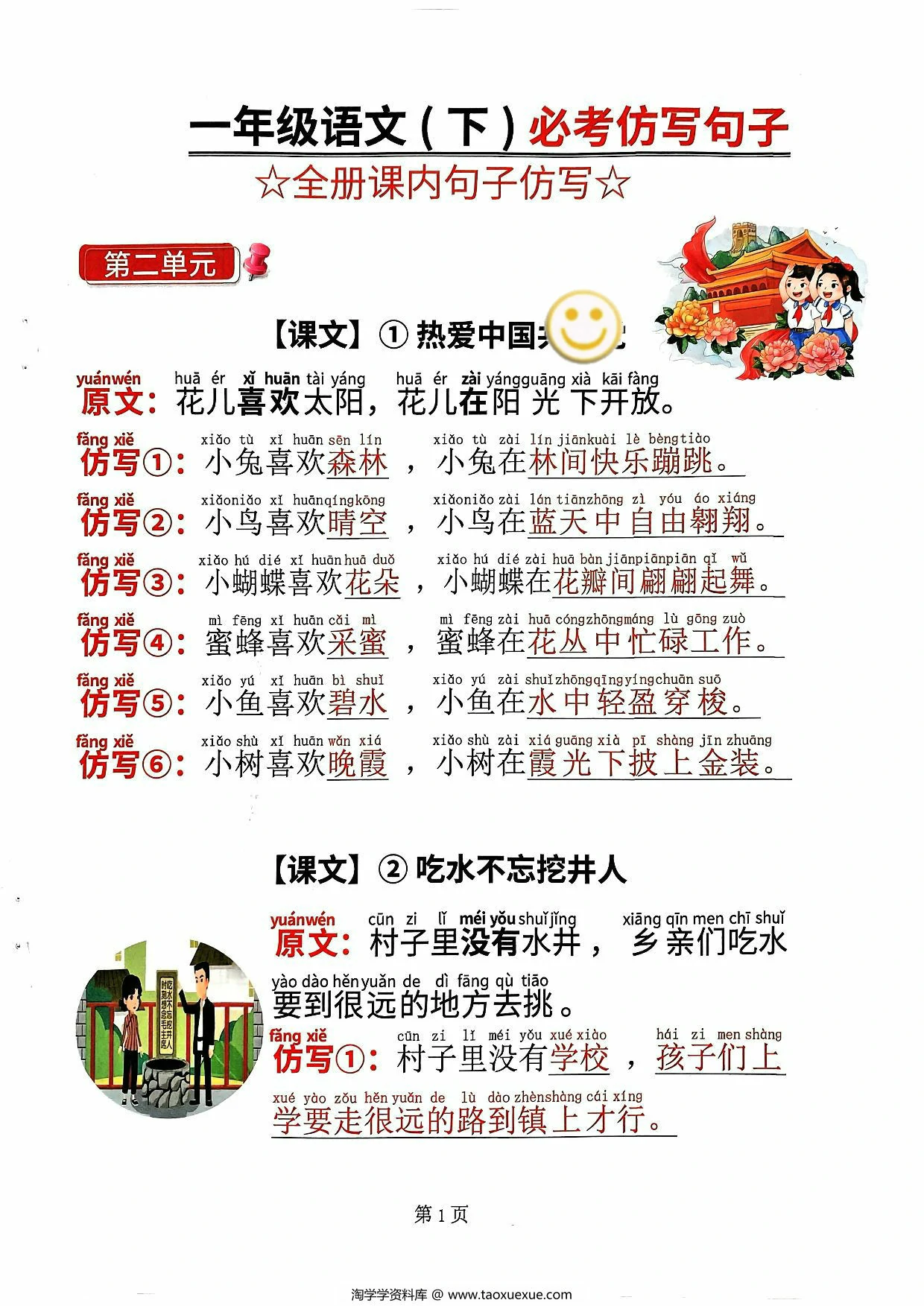 图片[1]-2025一年级语文下册必考仿写句子，20页PDF电子版-优学盒子