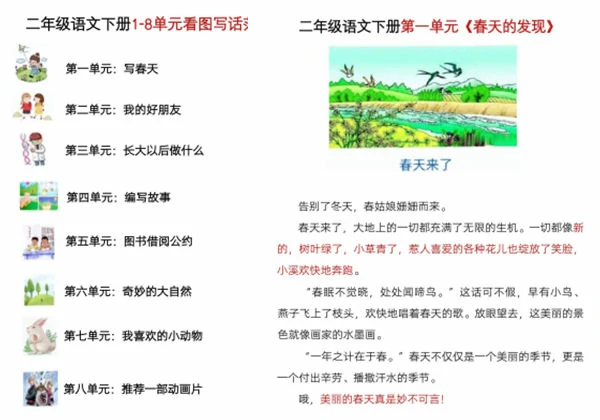 二年级语文下册1-8单元看图写话范文，9页PDF电子版-优学盒子