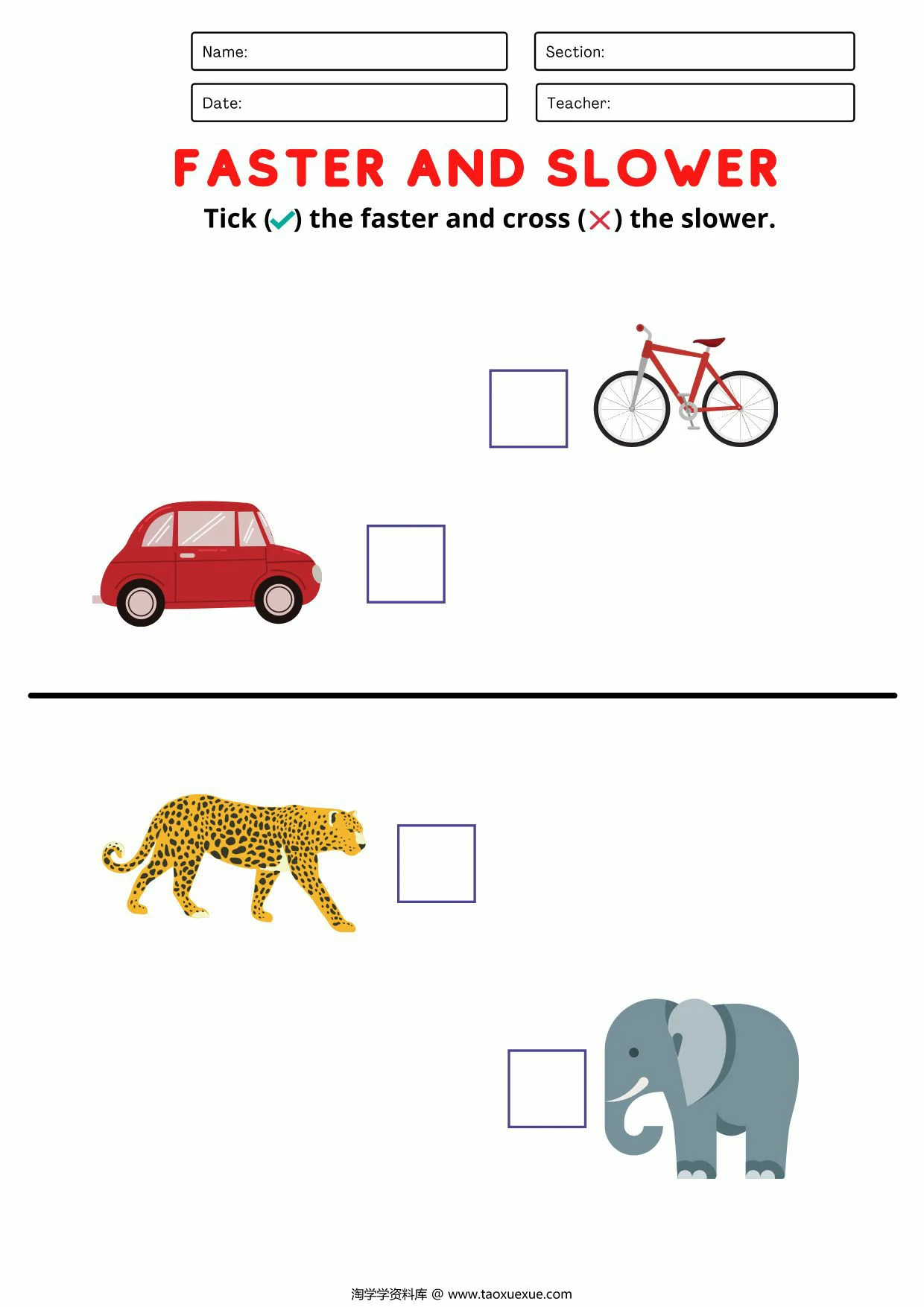 图片[1]-Fast and slow worksheet，8页PDF电子版-优学盒子