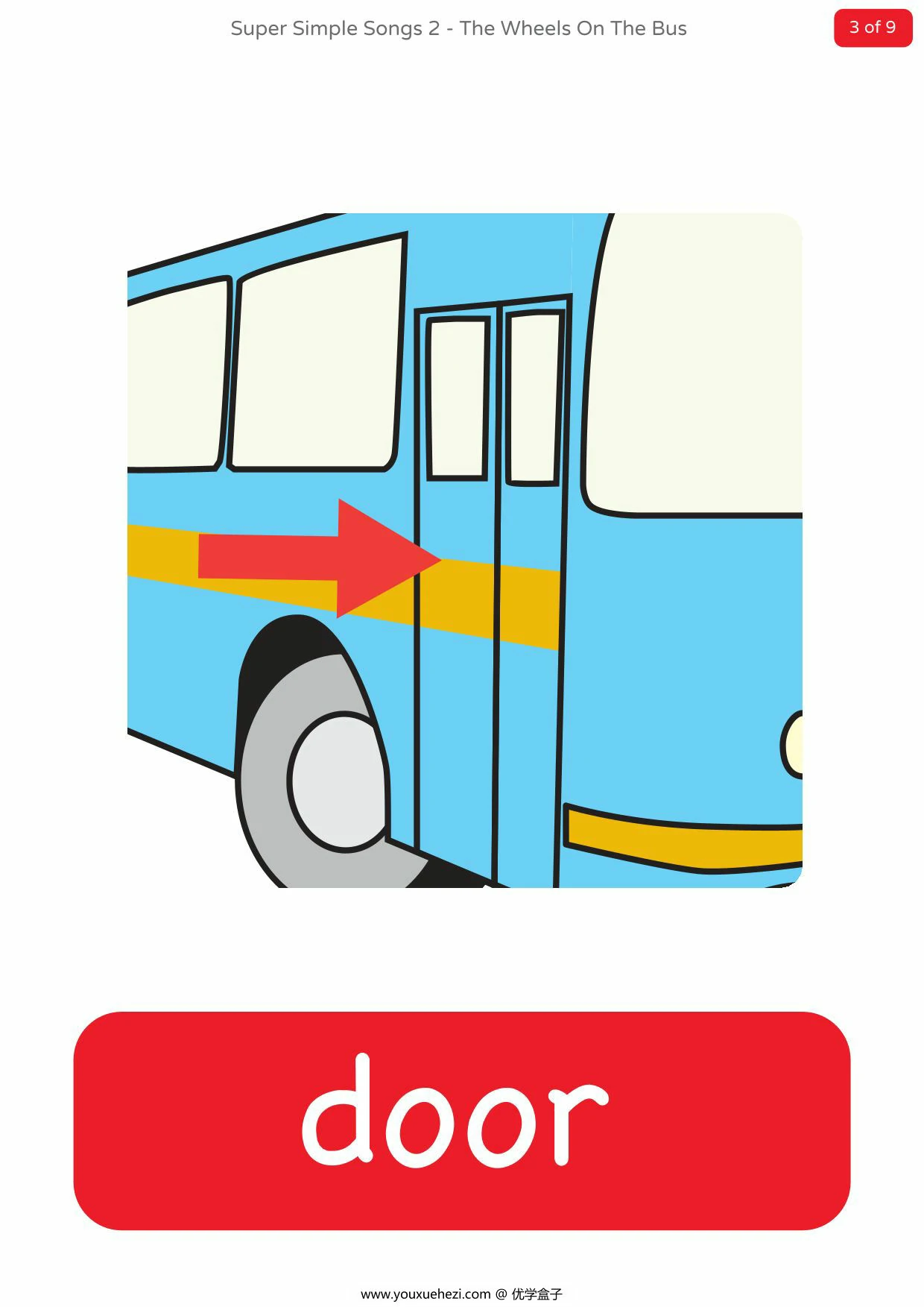图片[3]-the-wheels-on-the-bus-flashcards，9页PDF电子版-优学盒子