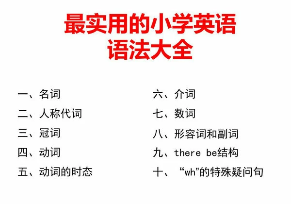 【小学英语】最实用的英语语法大全，51页PDF可打印-优学盒子
