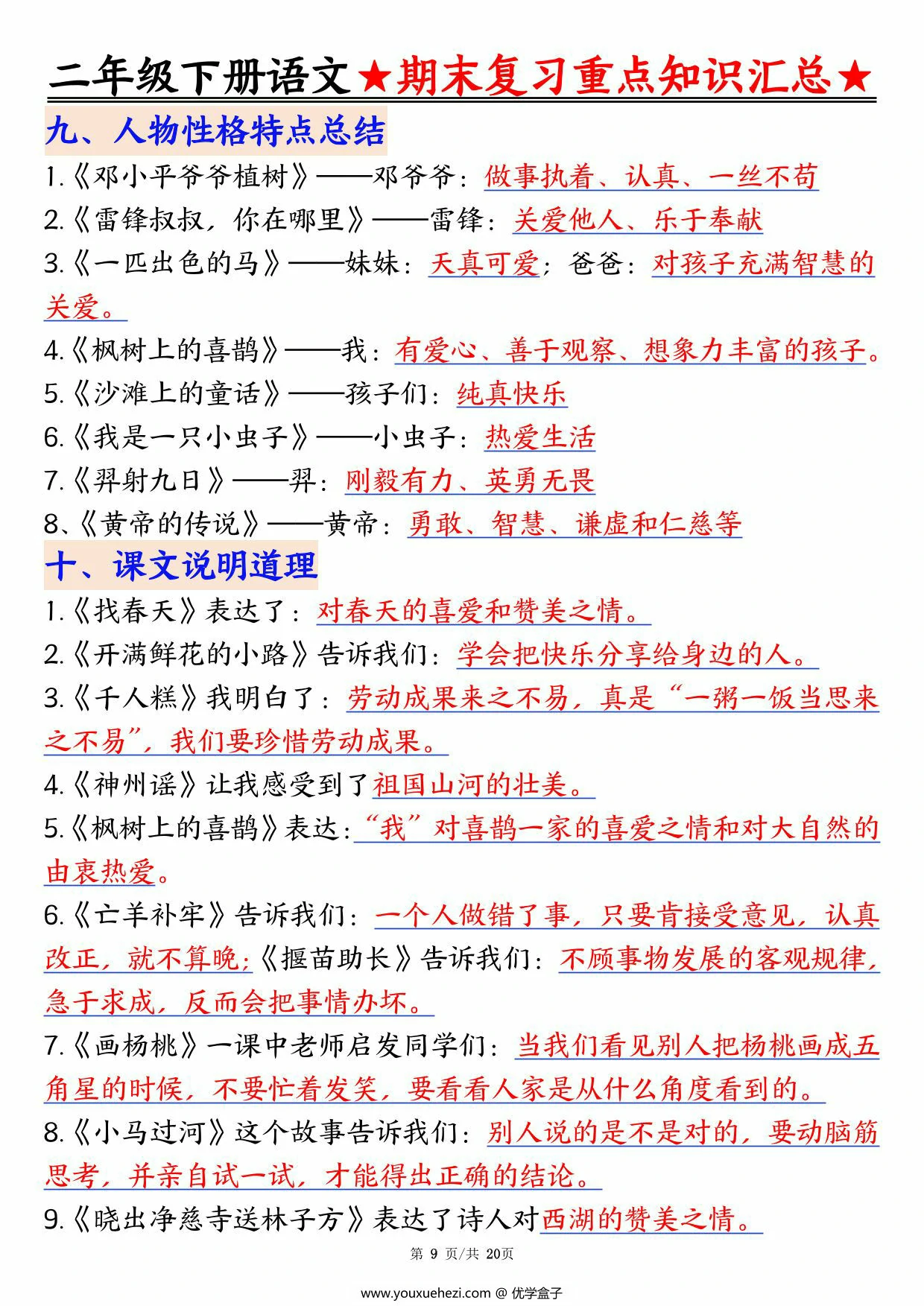 图片[4]-二年级下册语文期末复习重点知识汇总，20页PDF电子版-优学盒子