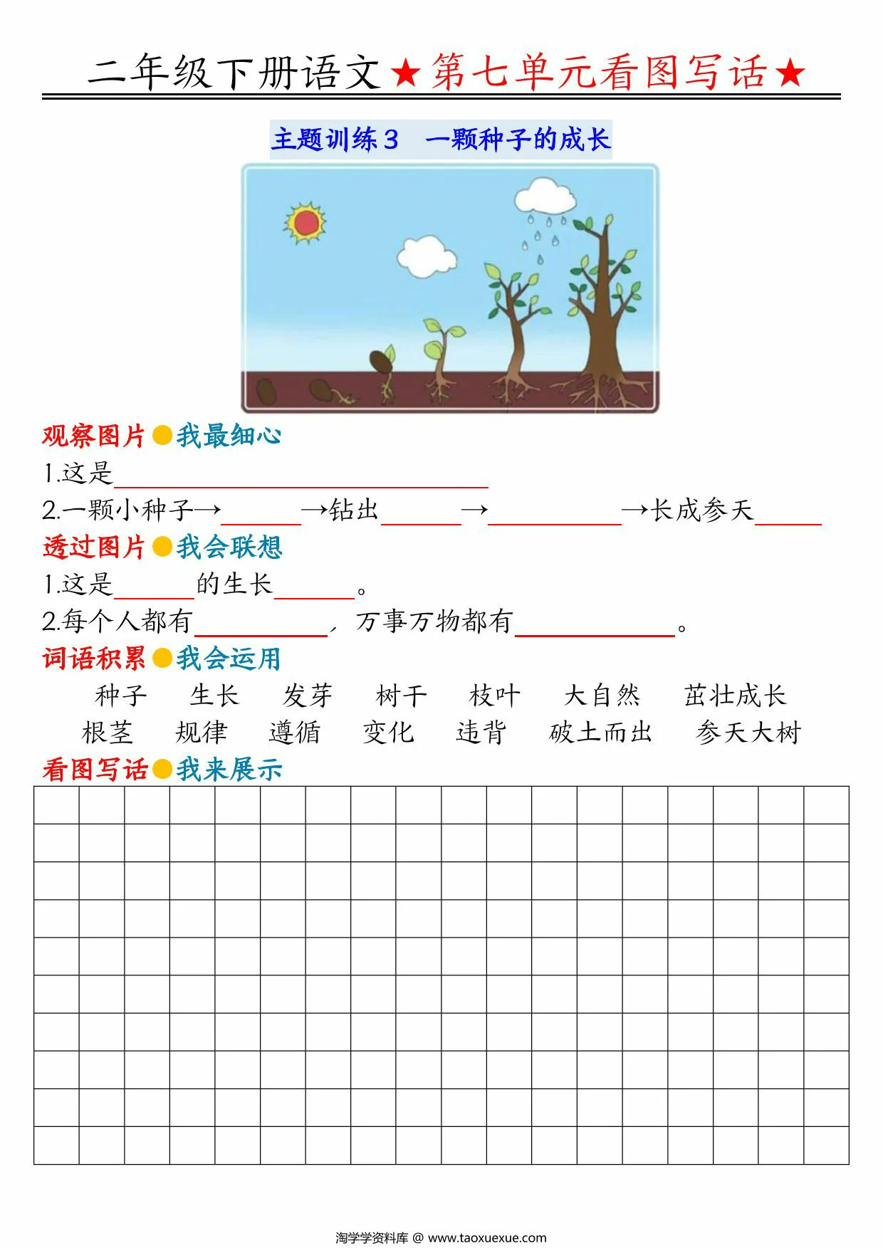 图片[3]-二年级下册语文第七单元看图写话指导与范文（范文+练习10页），PDF电子版-优学盒子
