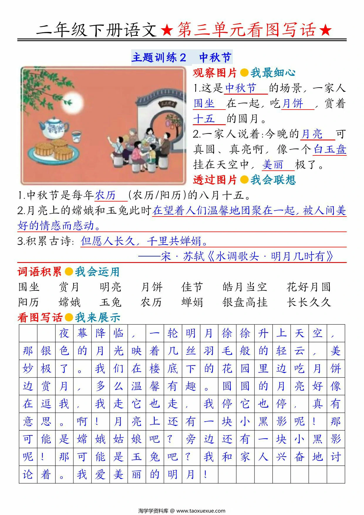 图片[2]-二年级下册语文第三单元看图写话指导与范文（范文+练习12页），PDF电子版-优学盒子