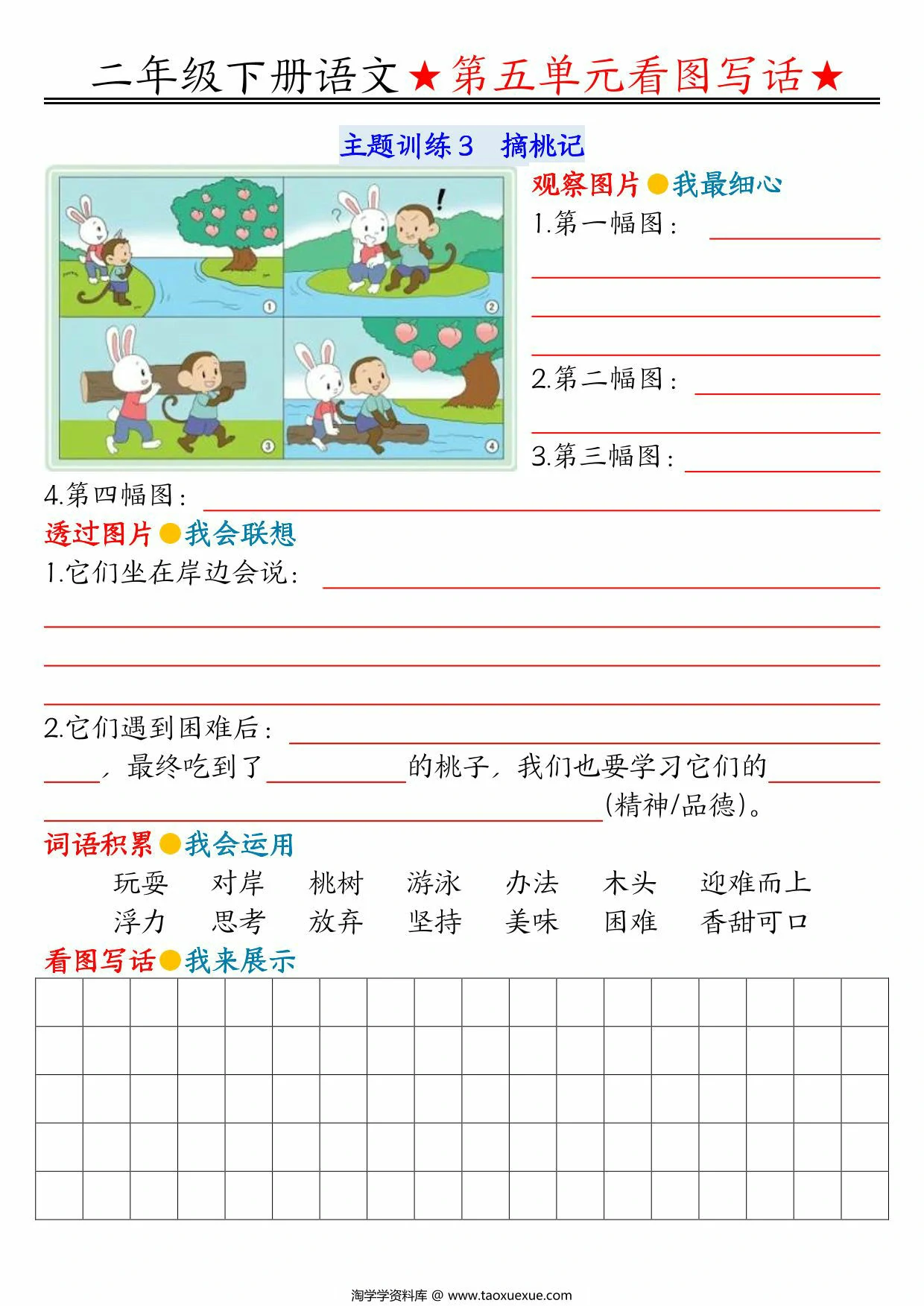 图片[3]-二年级下册语文第五单元看图写话指导与范文（范文+练习14页），PDF电子版-优学盒子