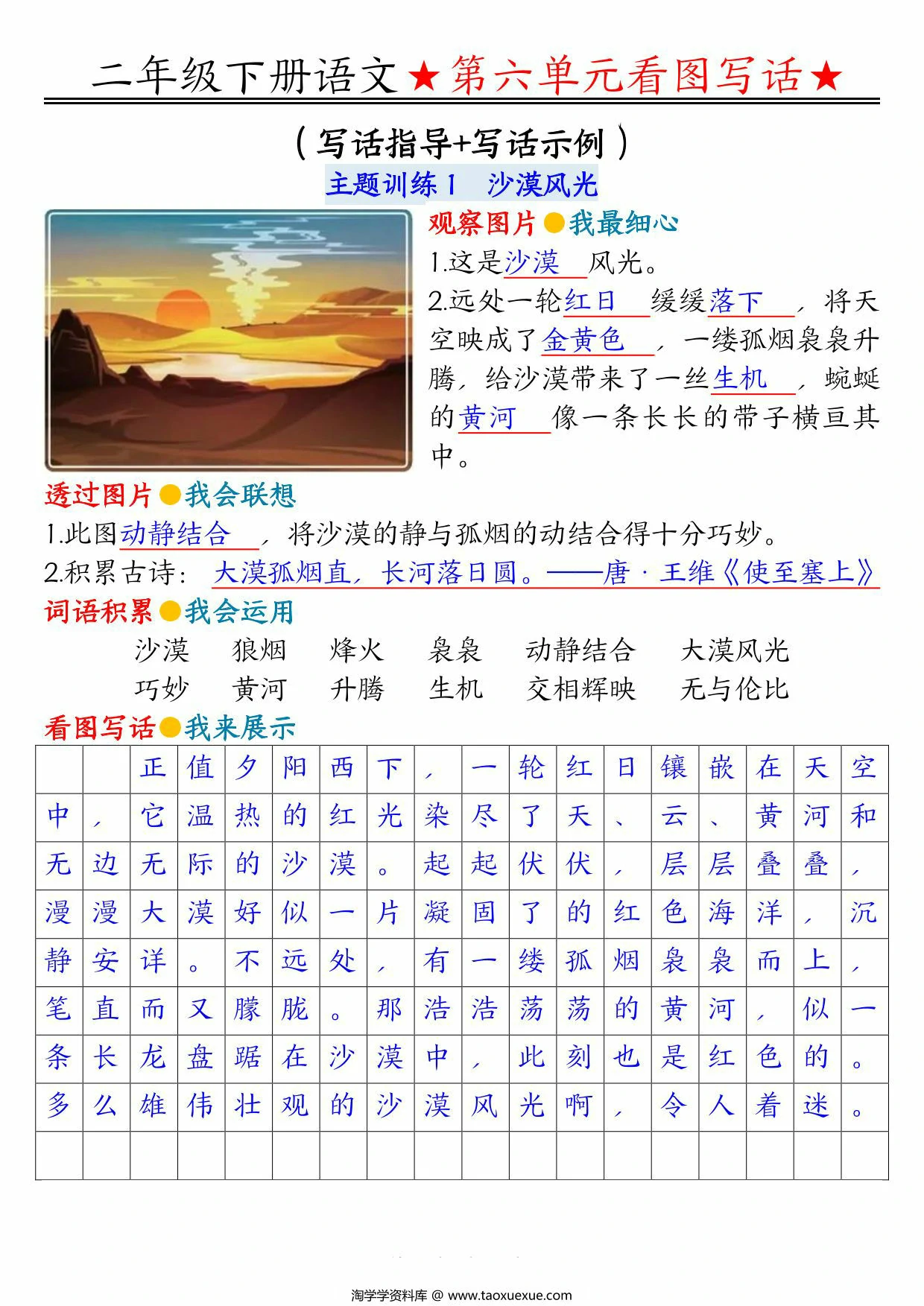图片[1]-二年级下册语文第六单元看图写话指导与范文（范文+练习14页），PDF可打印-优学盒子