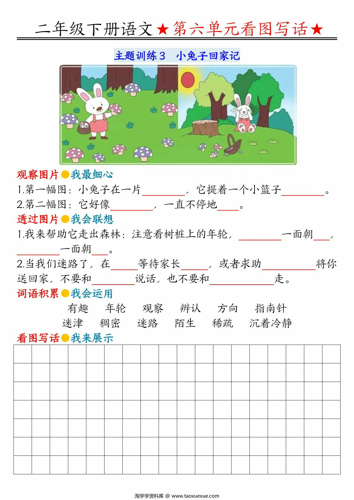 图片[3]-二年级下册语文第六单元看图写话指导与范文（范文+练习14页），PDF可打印-优学盒子