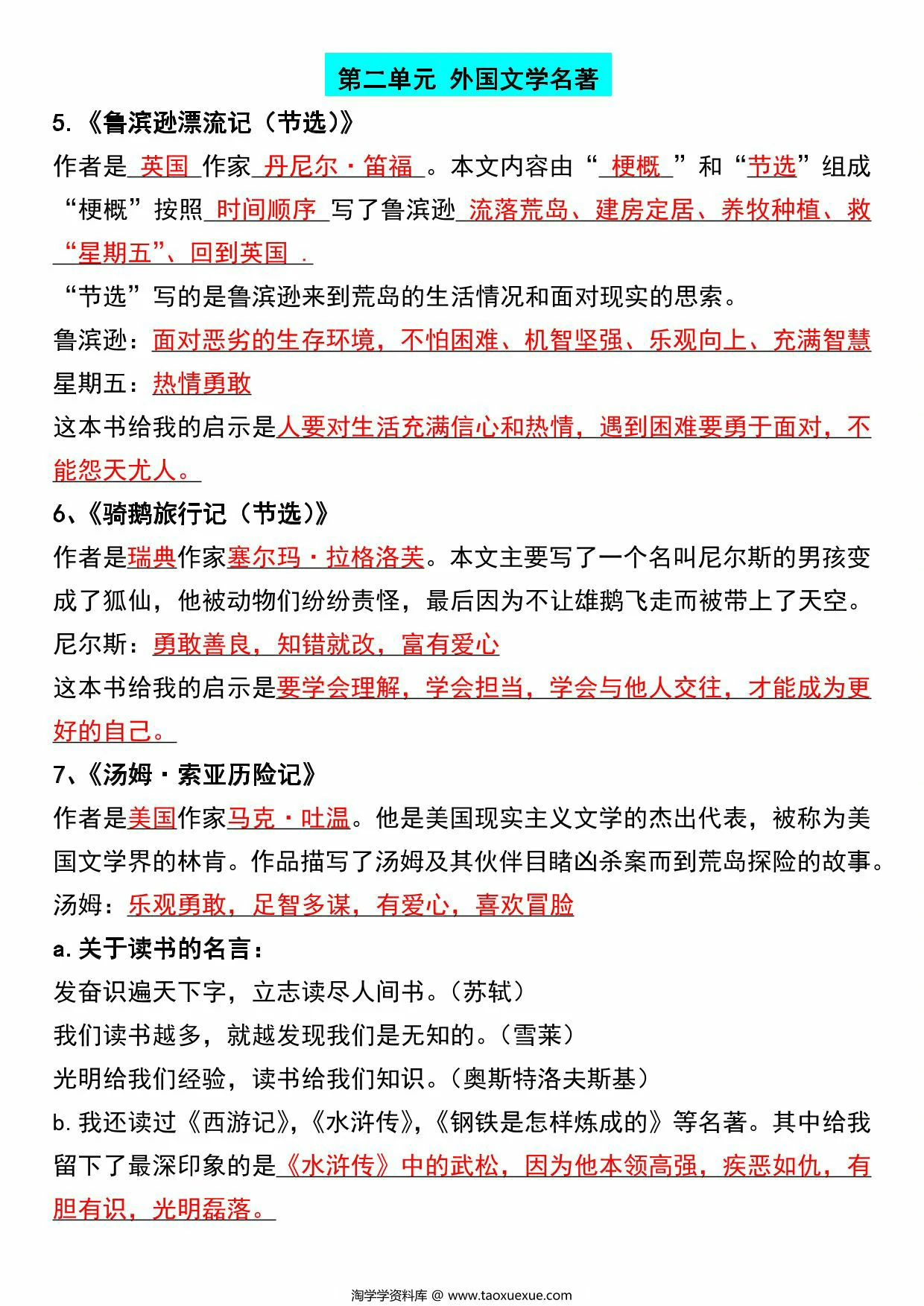 图片[3]-六年级下册语文课文内容与积累运用知识点汇总（背诵版）(小升初考试必考知识点），20页PDF电子版-优学盒子