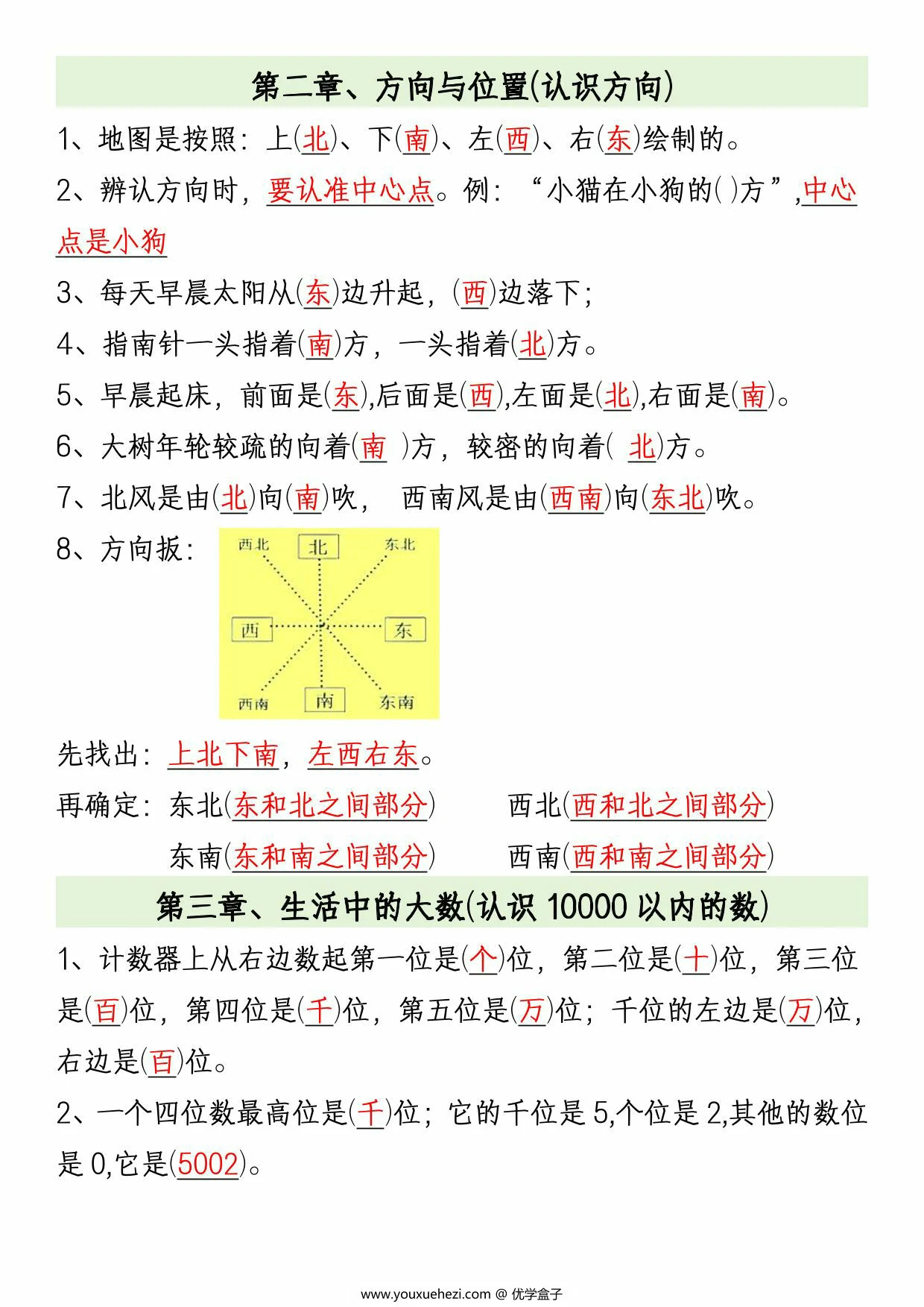 图片[3]-北师大版二年级下册数学必备知识点汇总，6页PDF电子版-优学盒子