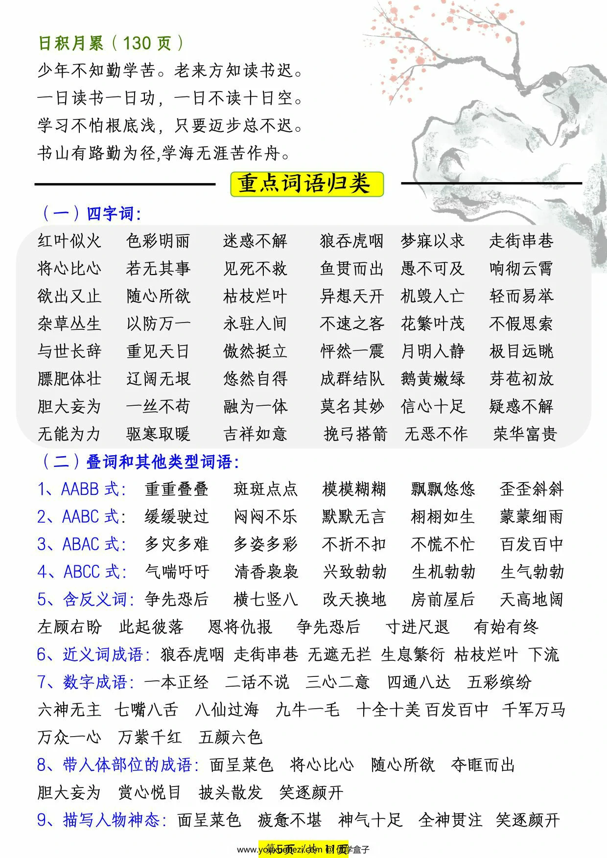 图片[2]-四年级下册语文全册重点必背篇目，11页PDF可打印-优学盒子