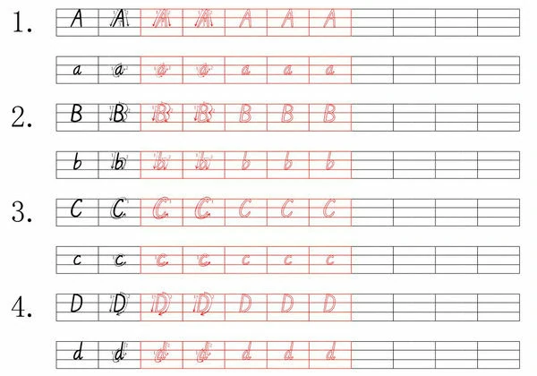 小学英语英文字母四线三格标准手写字体描习字帖，4页PDF电子版-优学盒子
