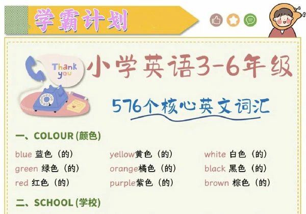 (新)小学英语核心英文词汇，9页PDF电子版-优学盒子
