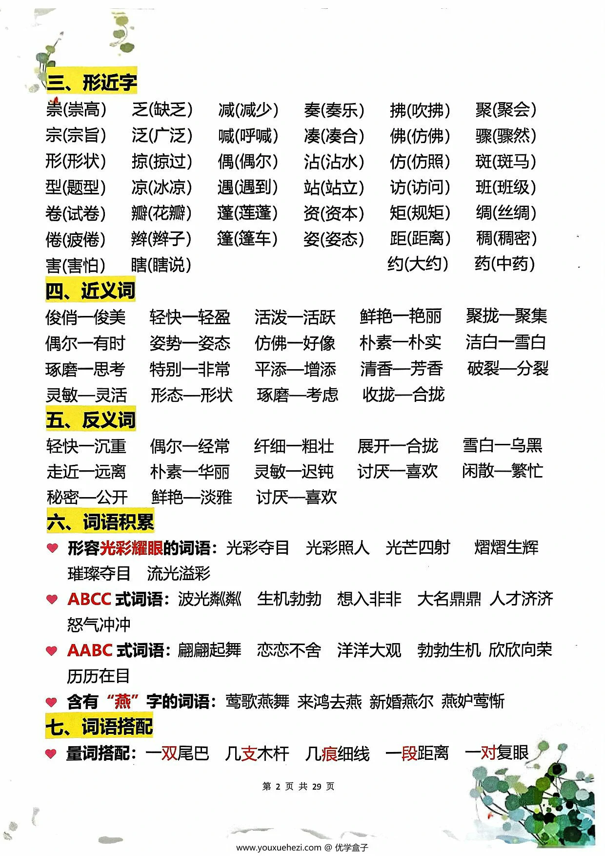 图片[2]-三年级下册语文1-8单元学霸重点知识梳理，29页PDF电子版-优学盒子