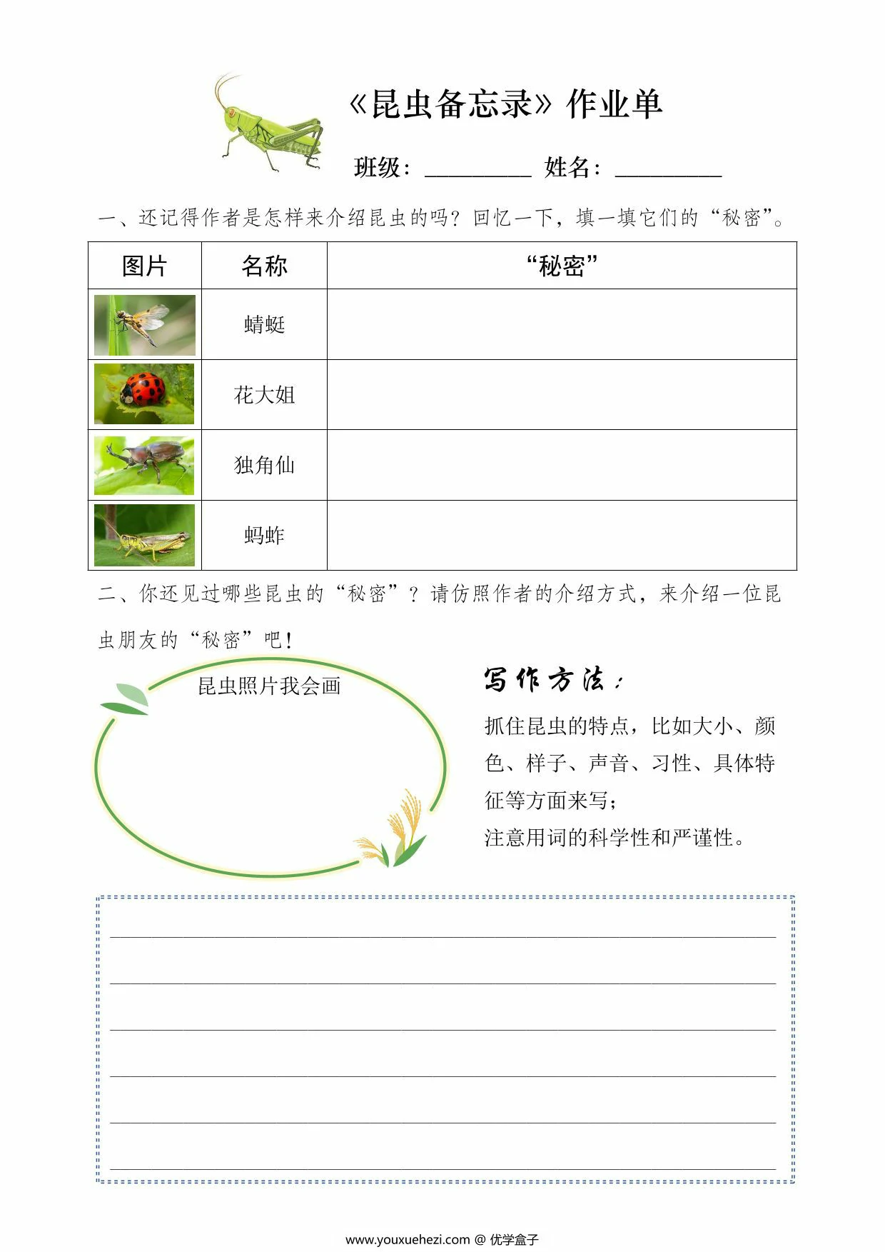 图片[3]-三年级下册语文每课作业单小练笔，20页PDF电子版-优学盒子