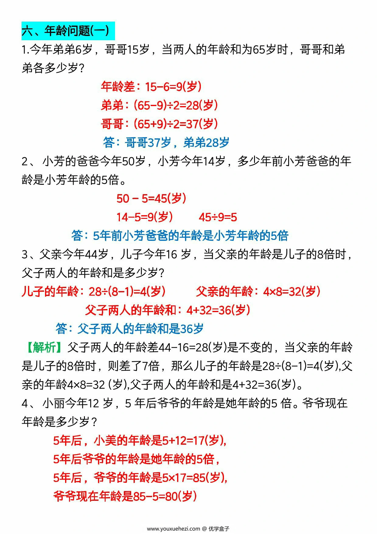 图片[4]-四年级下册数学八大类型应用题，16页PDF电子版-优学盒子
