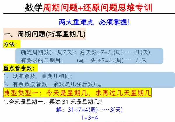 二年级数学下册有余数的除法《周期问题+还原问题》思维专项空百+答案版，14页PDF电子版-优学盒子