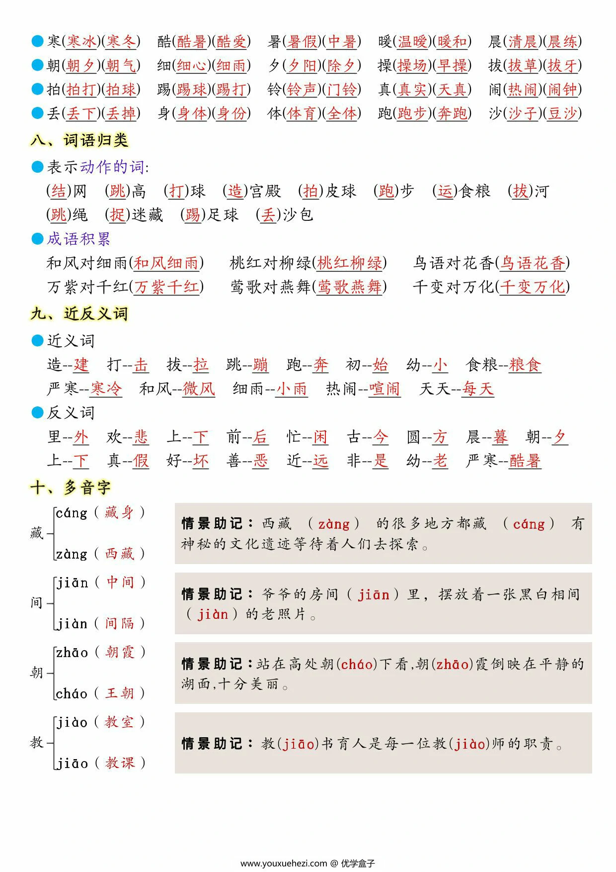 图片[3]-一年级下册语文第五单元考点知识背记-13个必背知识点，4页PDF电子版-优学盒子
