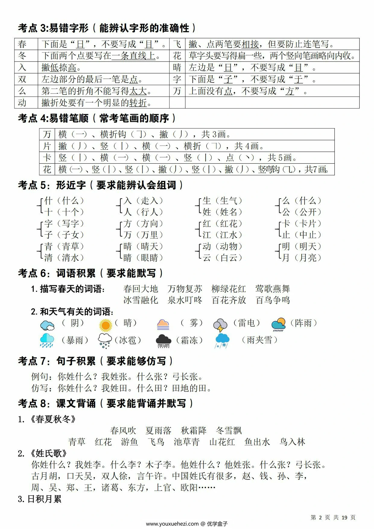图片[2]-一年级下册语文期末覆盖式复习重点，19页PDF可打印-优学盒子
