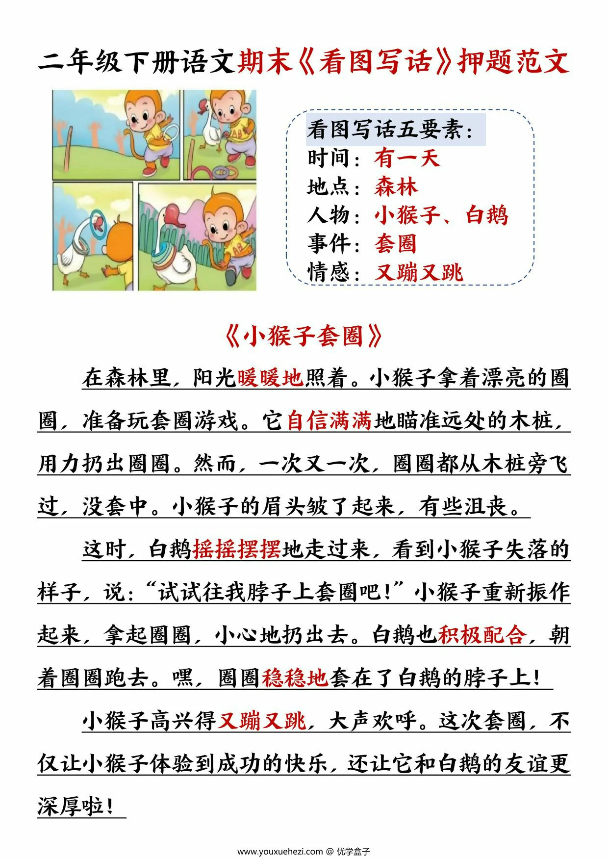 图片[2]-二年级下册语文期末《看图写话》押题范文，15页PDF电子版-优学盒子