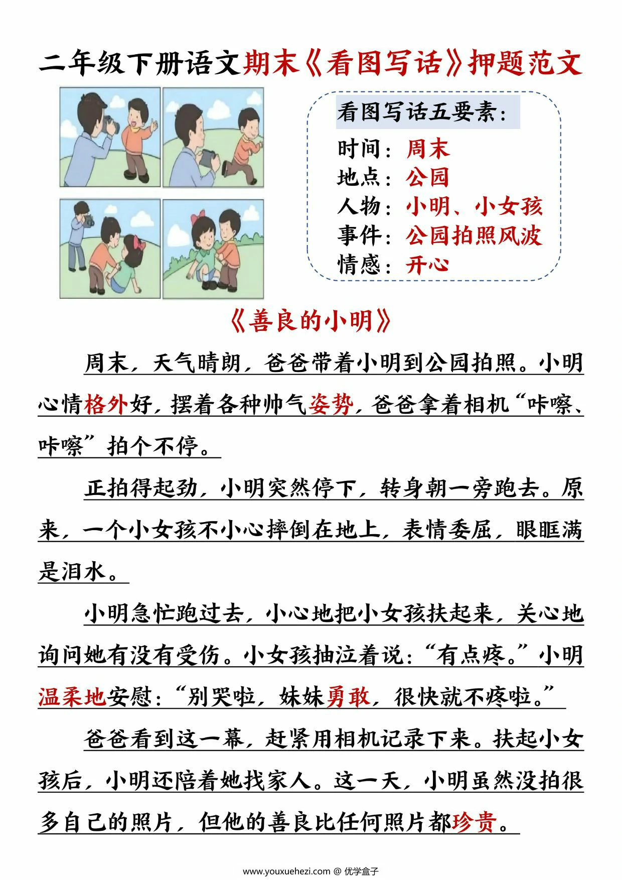 图片[3]-二年级下册语文期末《看图写话》押题范文，15页PDF电子版-优学盒子