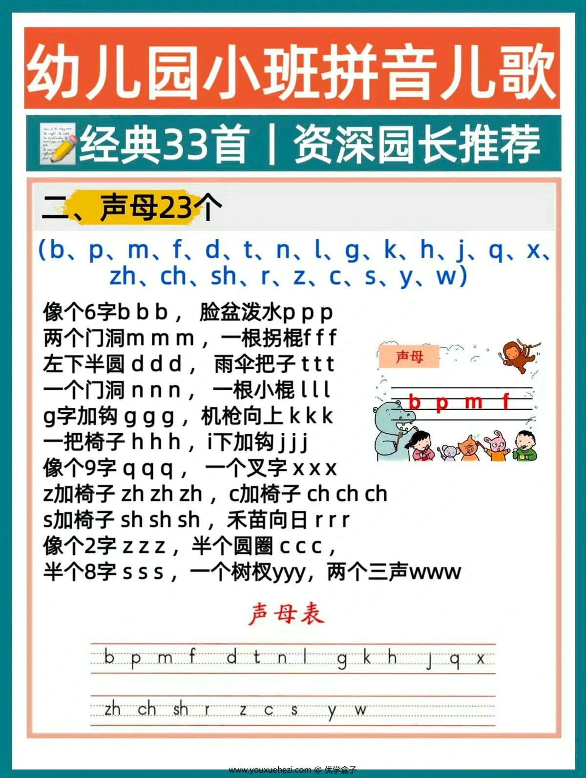 图片[3]-幼儿园大班拼音儿歌，9页PDF可打印-优学盒子