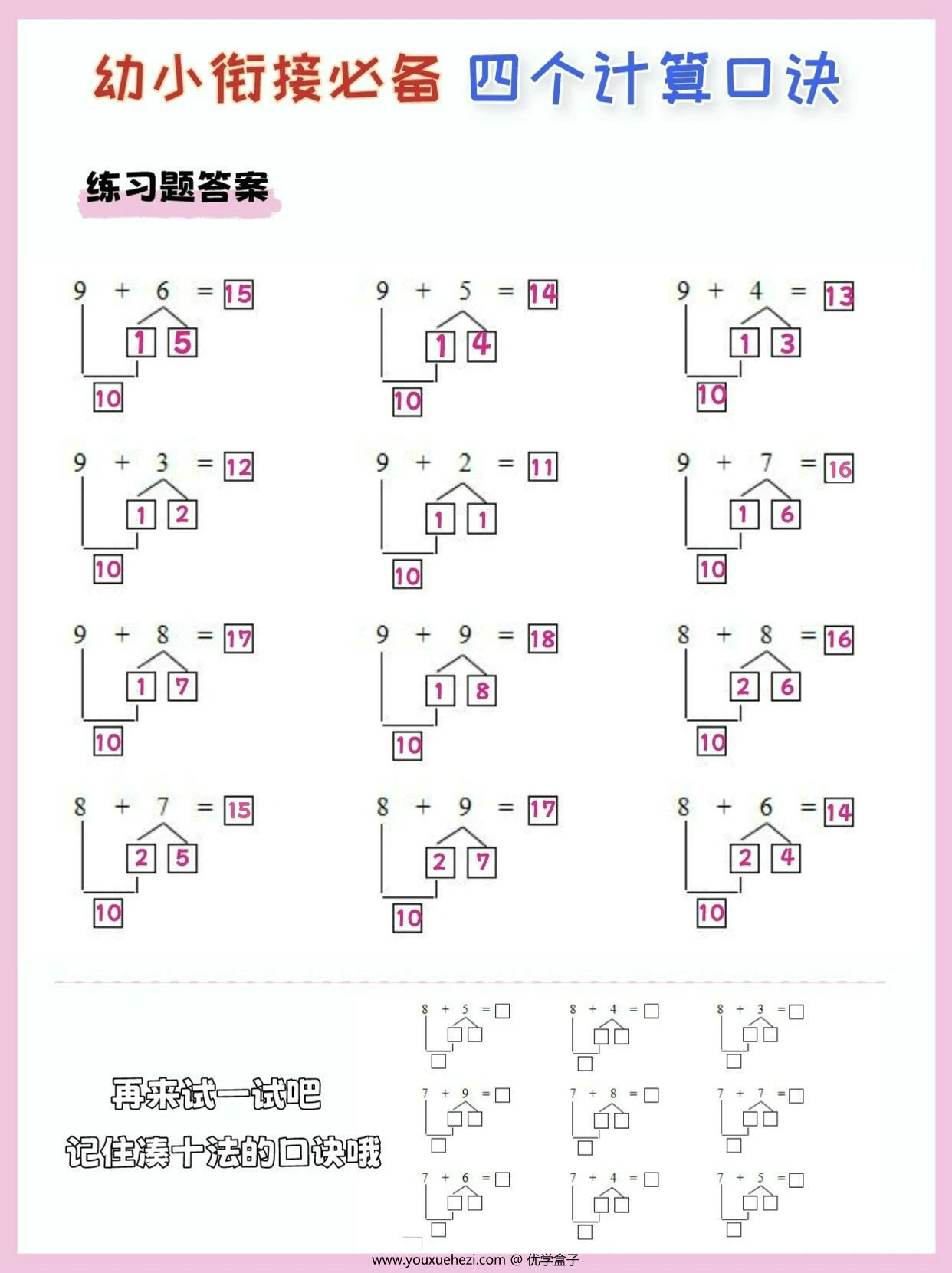 图片[3]-幼小衔接必备四个计算口诀，5页PDF电子版-优学盒子