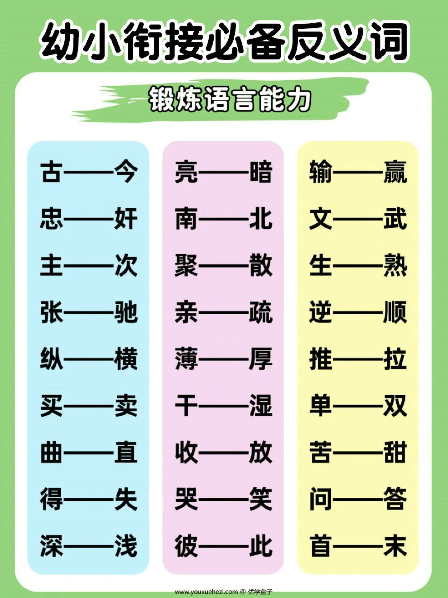 图片[2]-幼小衔接必备反义词，9页PDF电子版-优学盒子