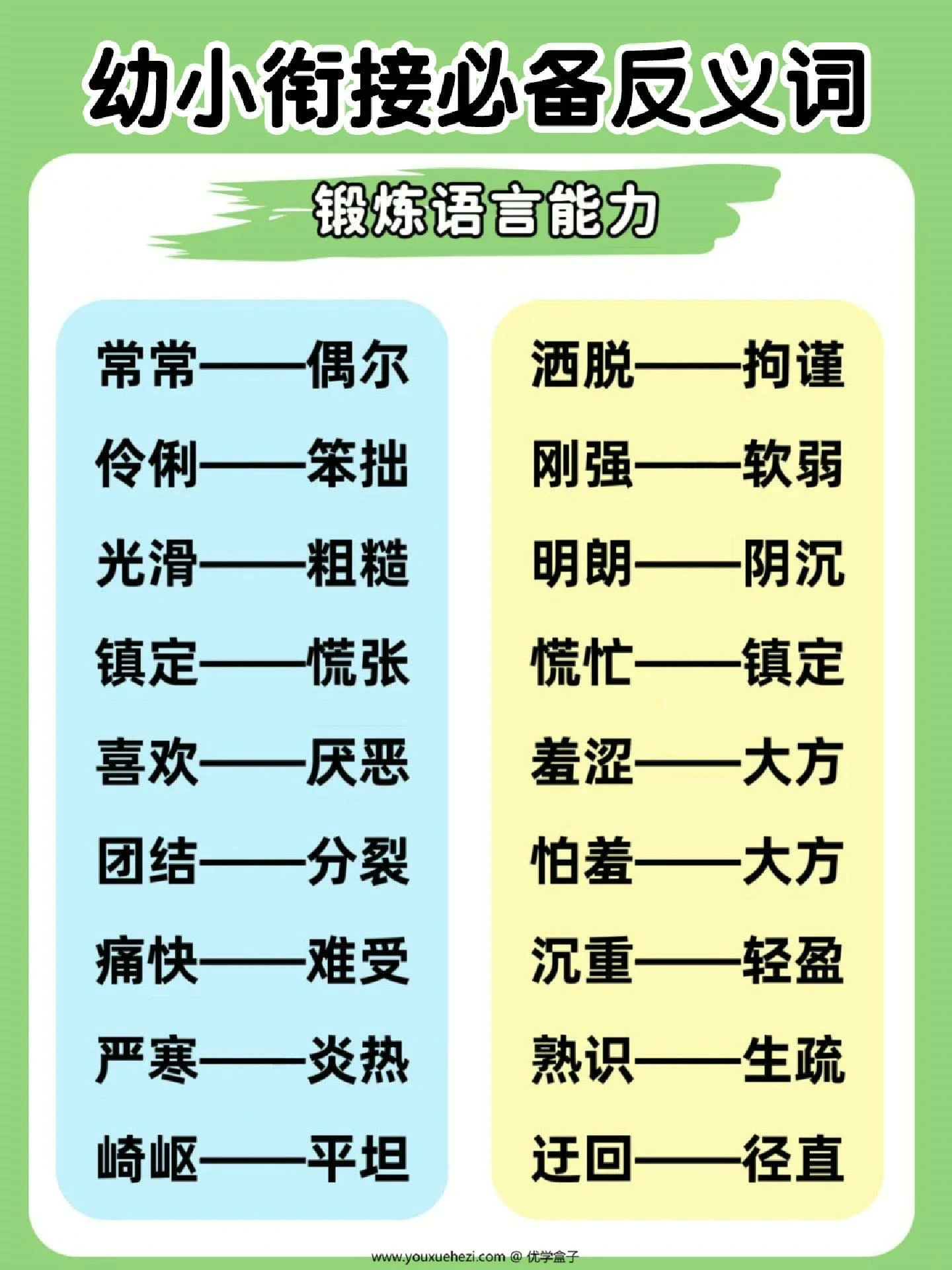 图片[3]-幼小衔接必备反义词，9页PDF电子版-优学盒子