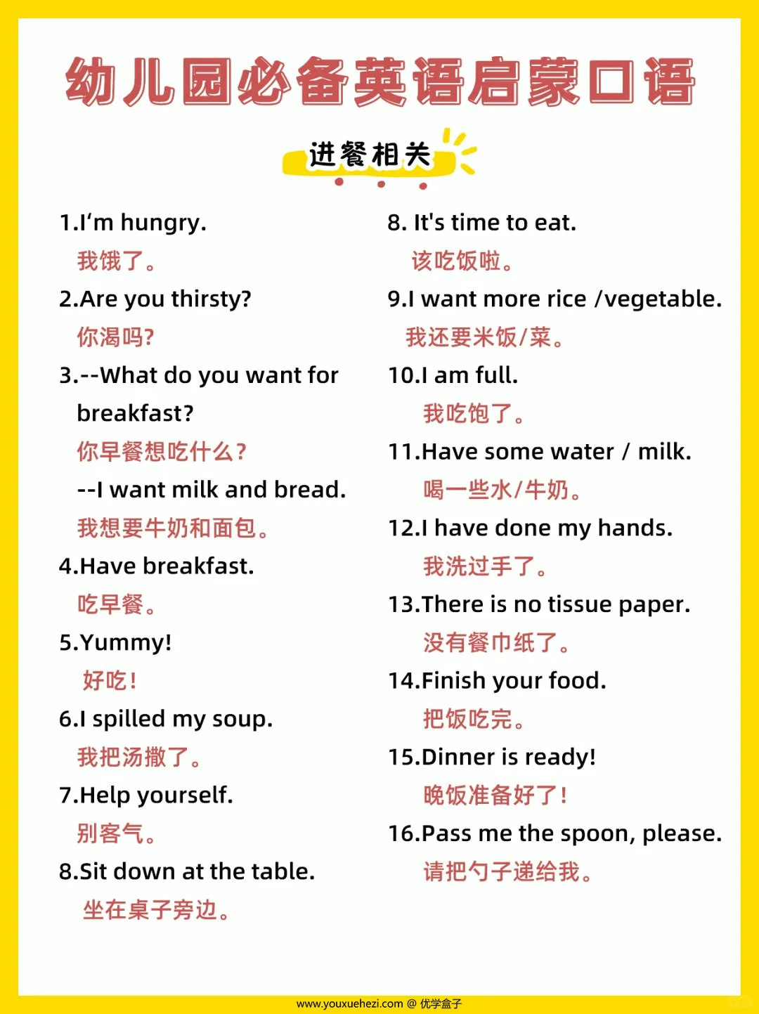 图片[3]-幼儿园必备英语启蒙口语，8页PDF电子版-优学盒子