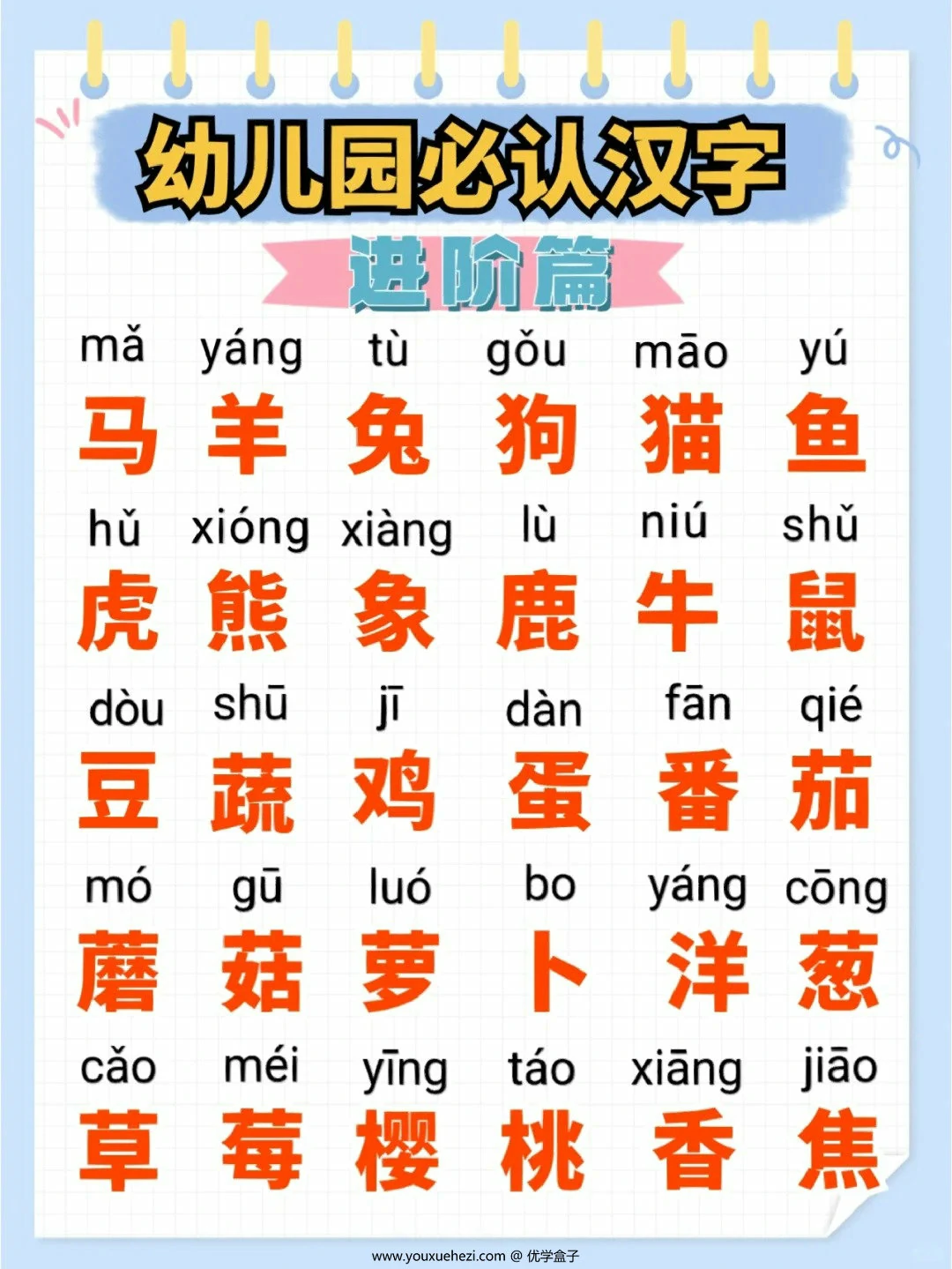 图片[2]-幼儿园必认汉字进阶篇，9页PDF电子版-优学盒子