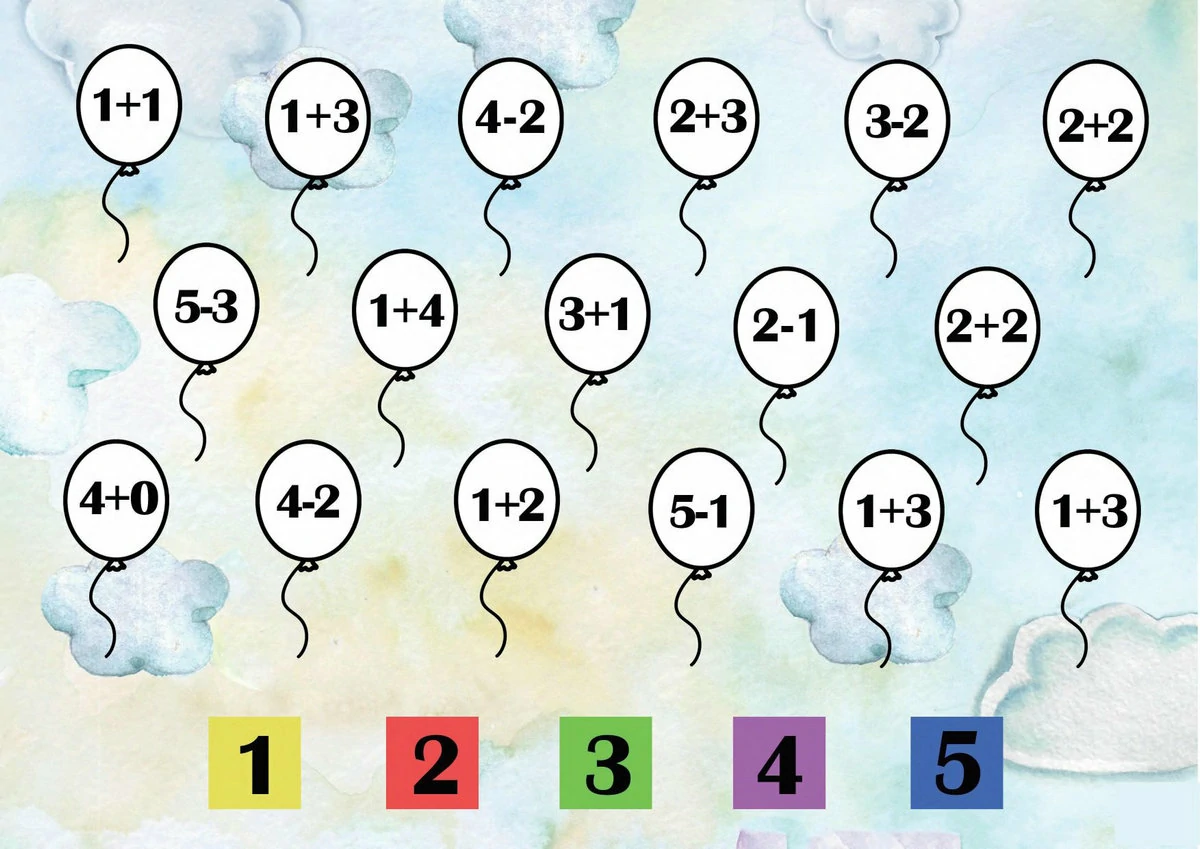 图片[1]-幼儿数学-计算试题并涂颜色，15页PDF可打印-优学盒子