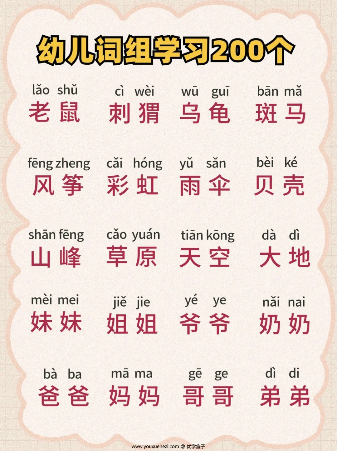 图片[3]-幼儿词组学习200个，10页PDF可打印-优学盒子