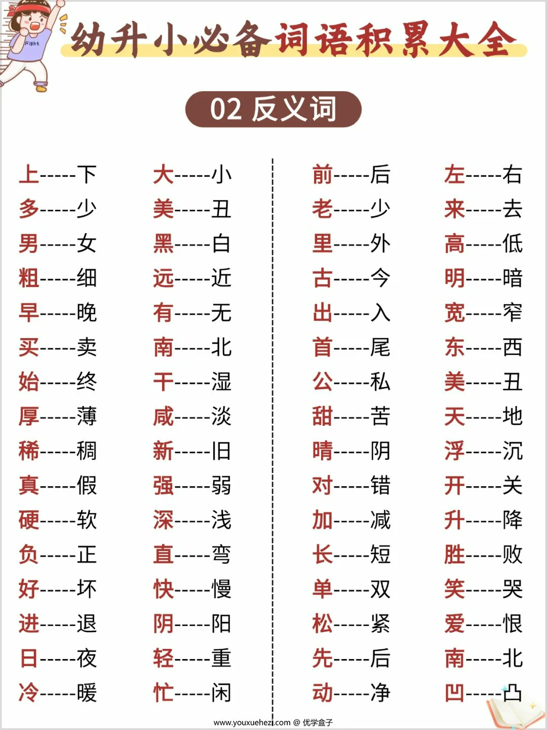 图片[2]-幼升小必备词语积累大全，5页PDF电子版-优学盒子