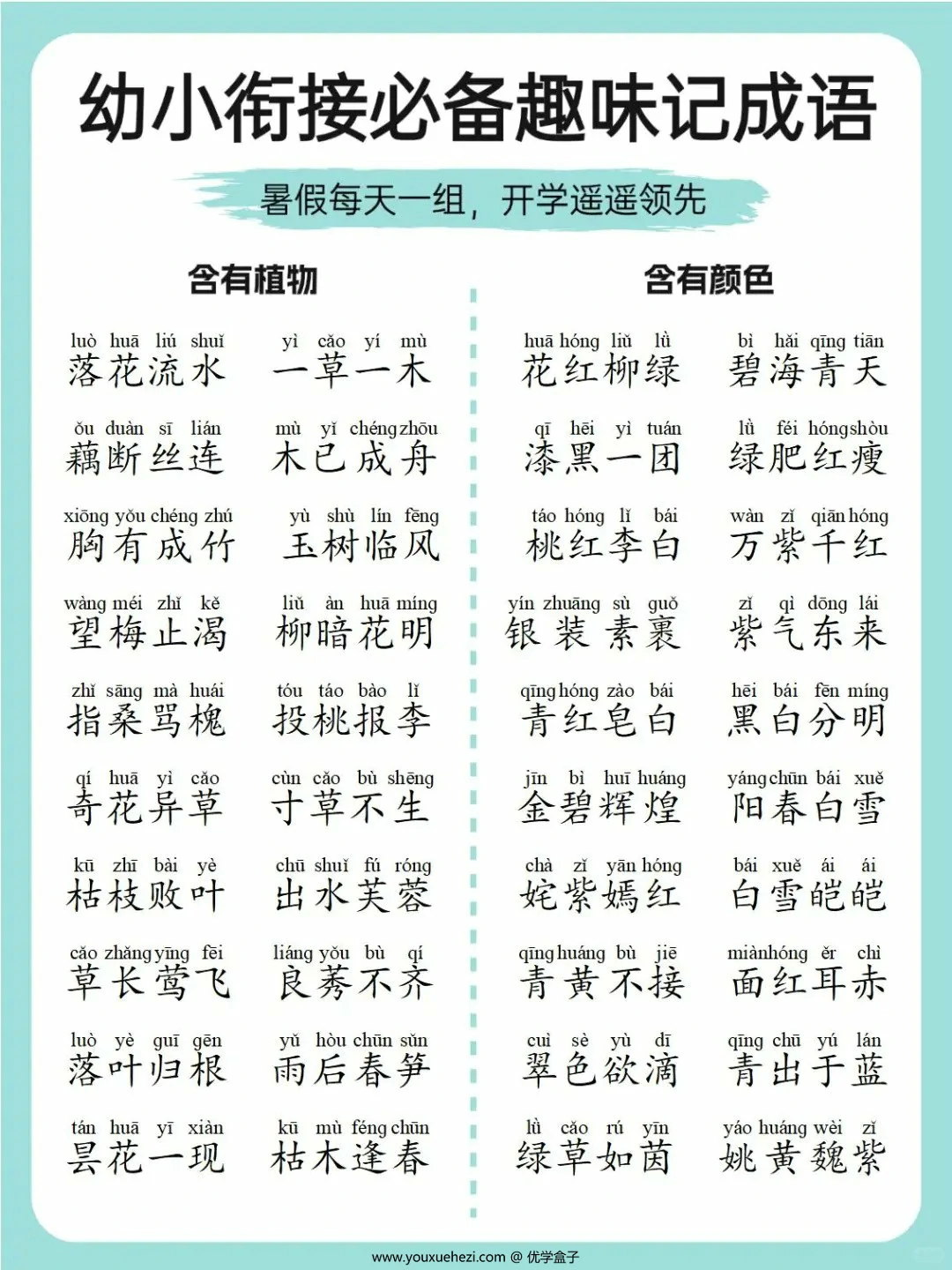 图片[2]-幼小衔接必备趣味记成语，4页PDF可打印-优学盒子