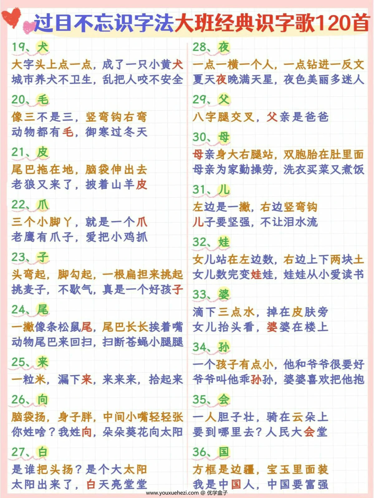 图片[2]-过目不忘识字法大班经典识字歌120首，7页PDF电子版-优学盒子