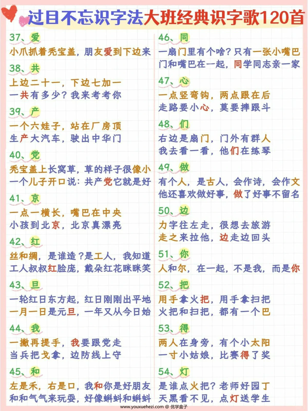 图片[3]-过目不忘识字法大班经典识字歌120首，7页PDF电子版-优学盒子