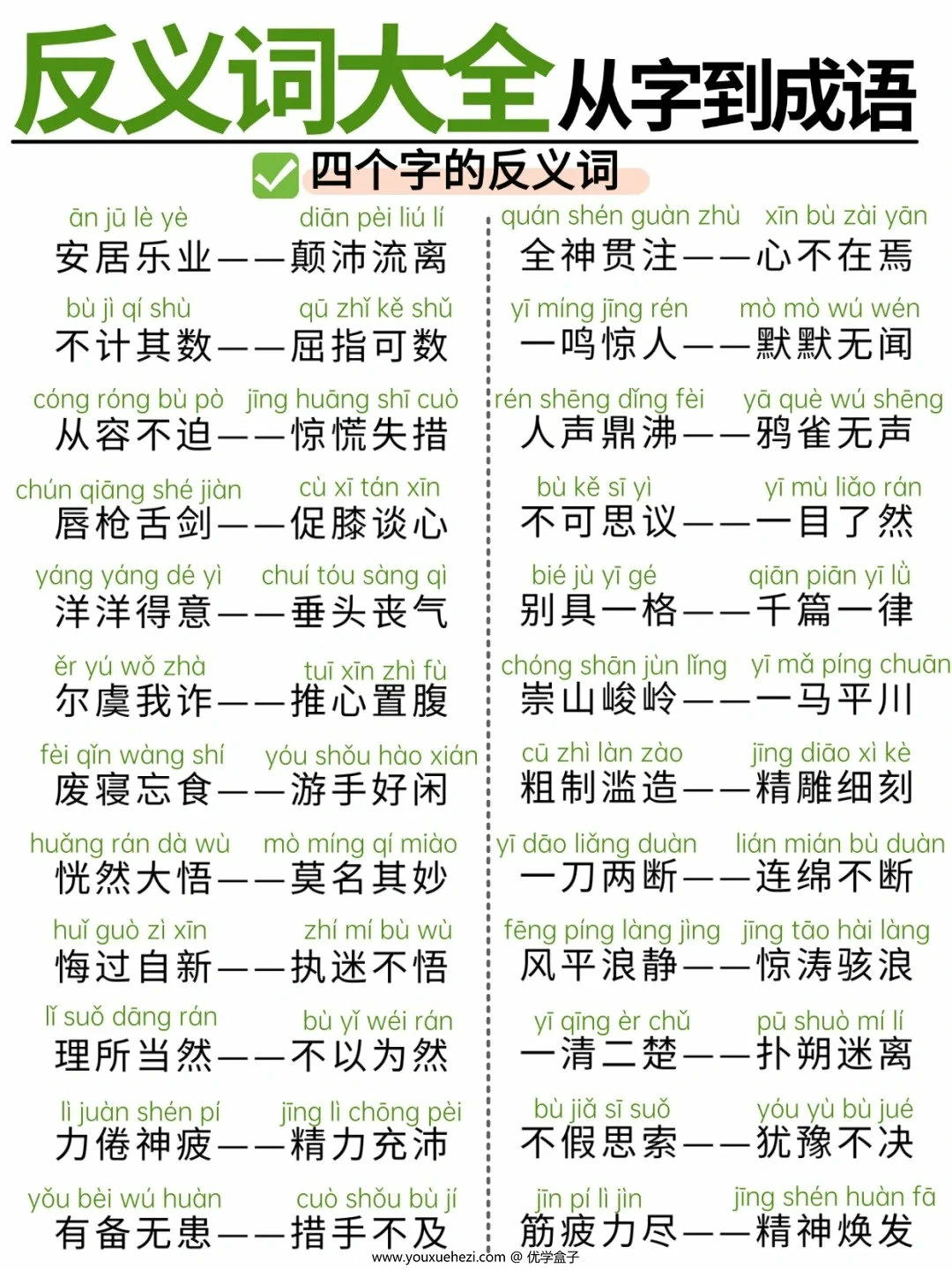 图片[3]-反义词大全从字到成语，轻松攻克词汇难关，11页PDF可打印-优学盒子