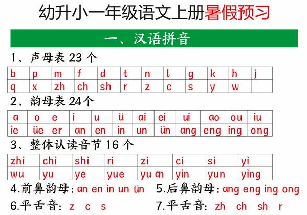 幼升小一年级语文上册暑假预习，8页PDF电子版-优学盒子