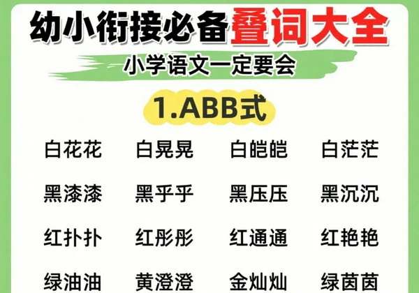 幼小衔接必备叠词大全，小学语文一定要会，7页PDF电子版-优学盒子