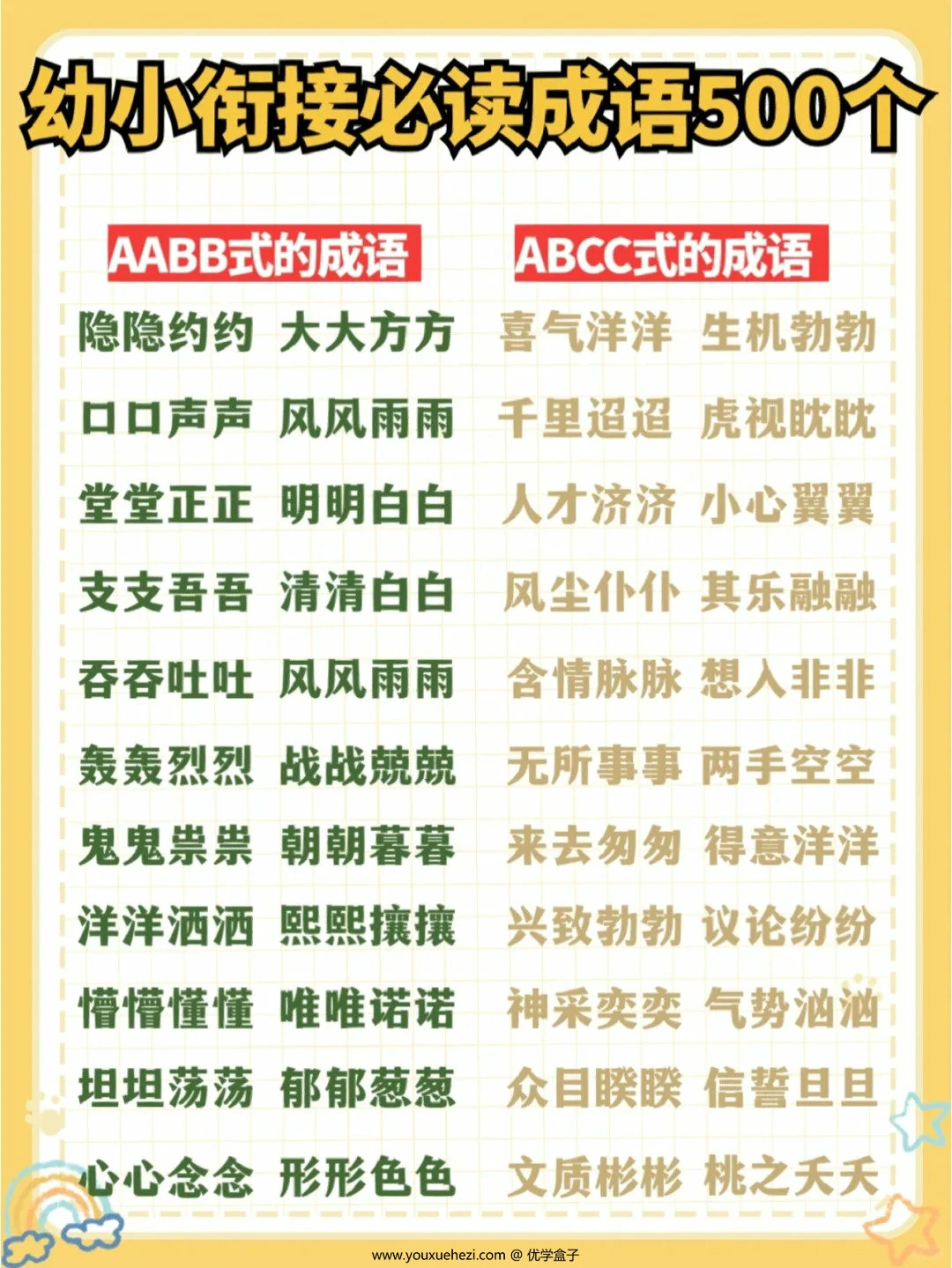 图片[3]-幼小衔接必读成语500个，14页PDF电子版-优学盒子